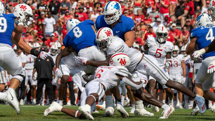 Quinton Newsome and Caleb Tannor 2021 Buffalo at Nebraska football